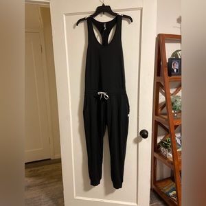 Vuori Lux Tank Jumpsuit Black Small Pockets Stretch Racerback EUC